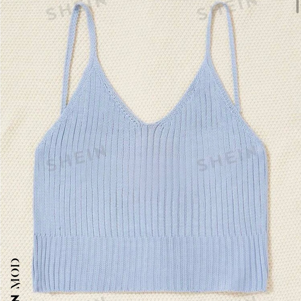 Blue cropped tank from SHEIN